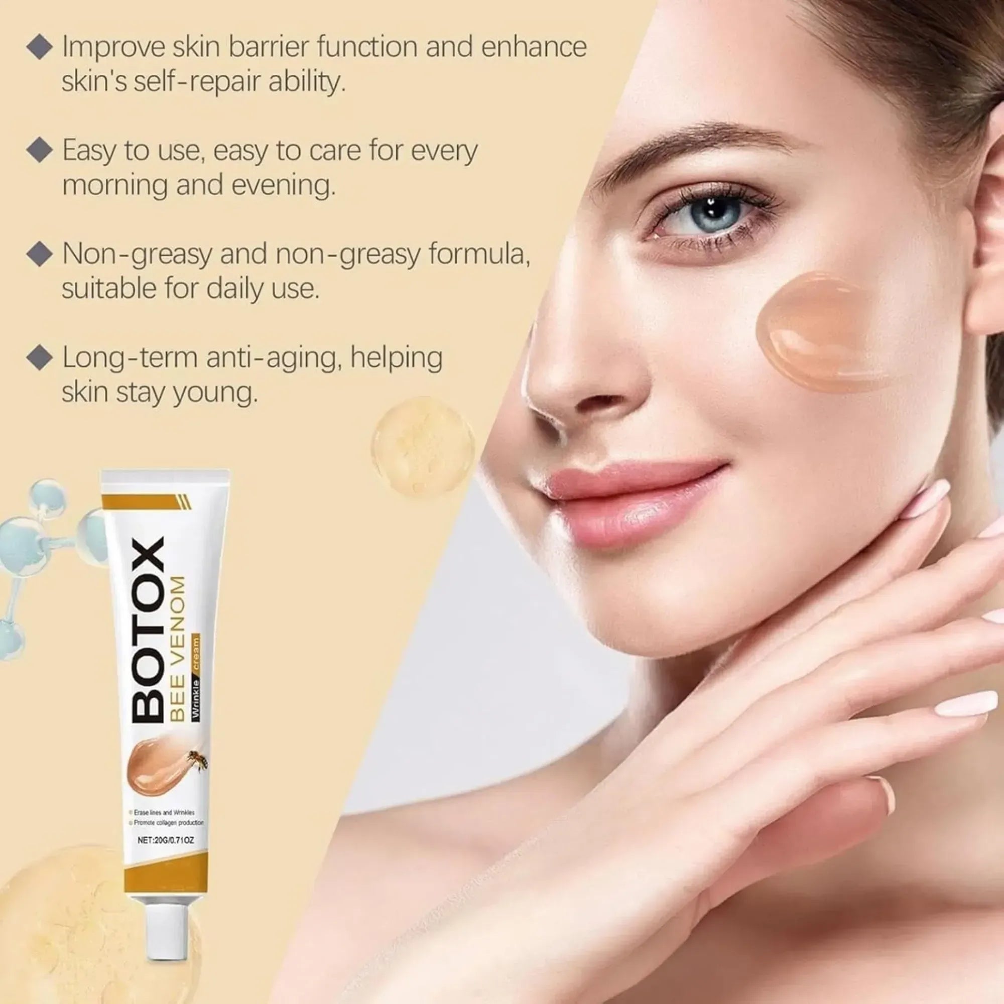 Botox Bee Venom Wrinkle Cream | Anti-Aging & Collagen Boosting Moisturizer | Reduce Wrinkles & Fine Lines
