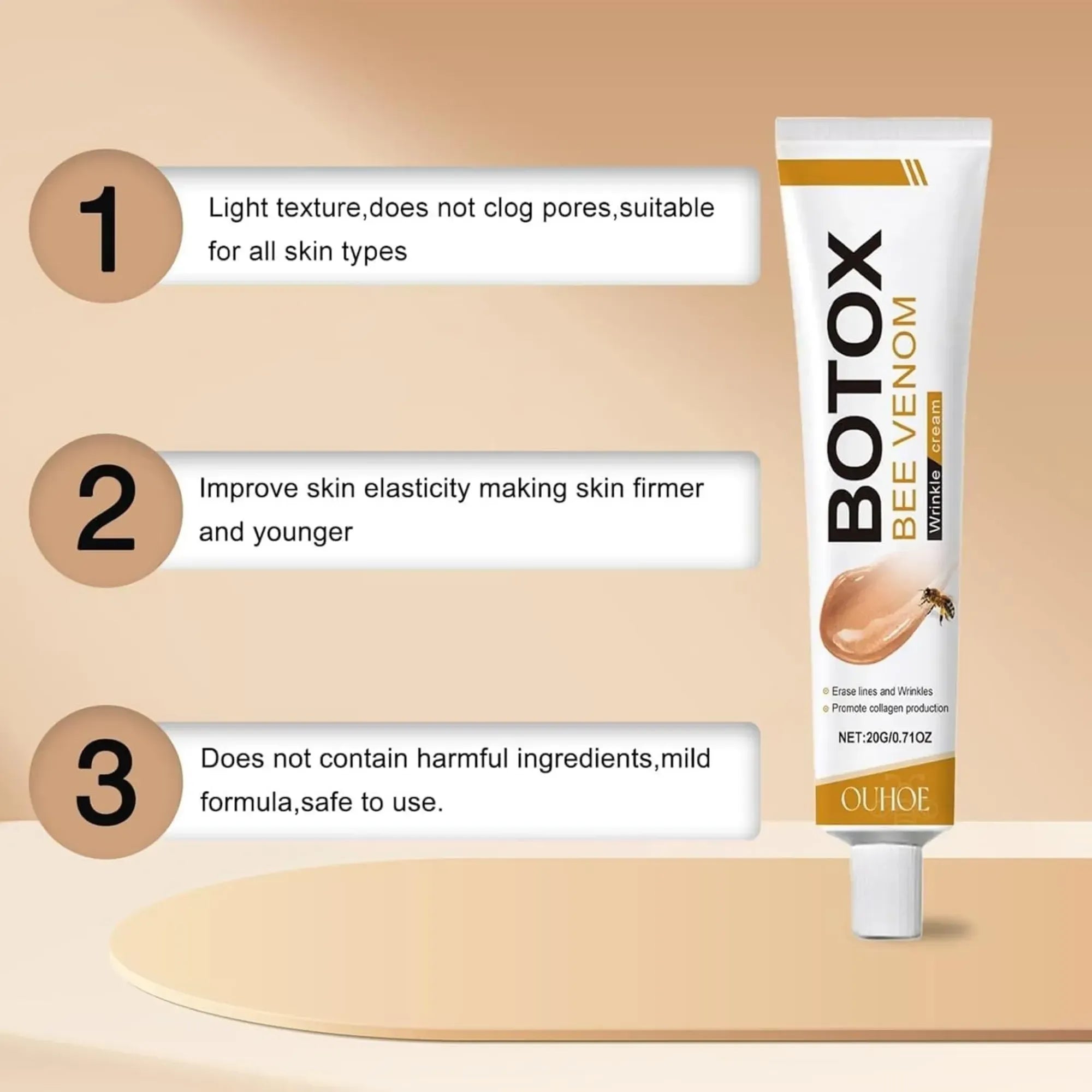 Botox Bee Venom Wrinkle Cream | Anti-Aging & Collagen Boosting Moisturizer | Reduce Wrinkles & Fine Lines