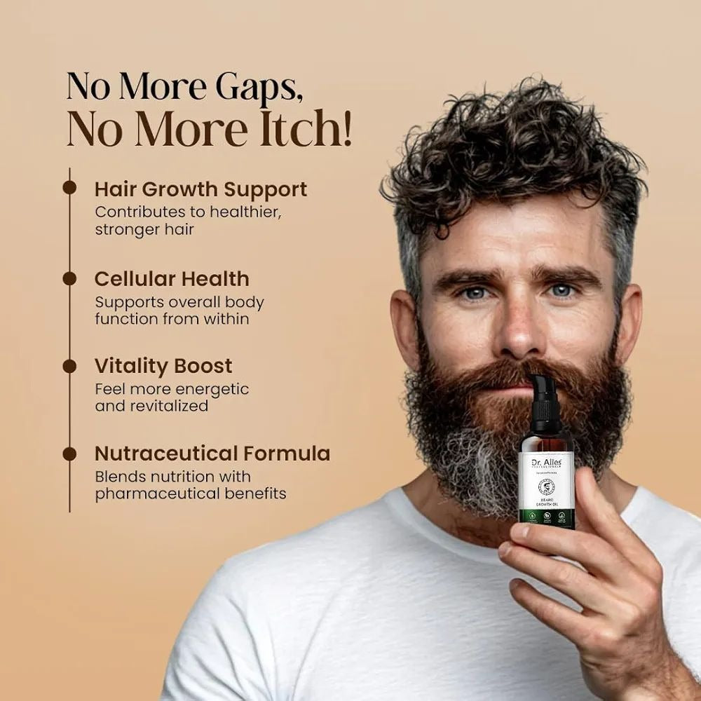 Dr. Alies Professional Advanced Beard Growth Oil for Men | Beard Care Serum & Grooming Treatment (30 ml)