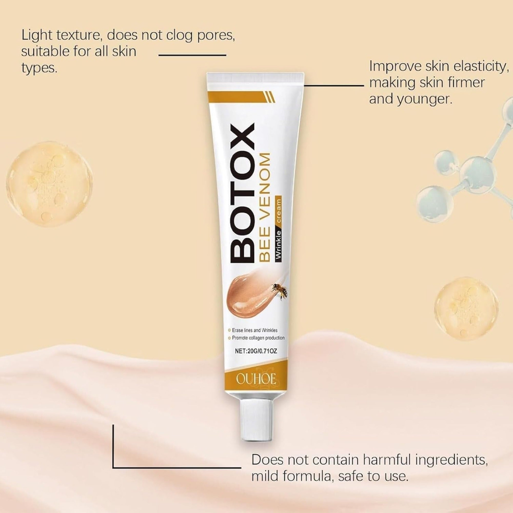 Botox Bee Venom Wrinkle Cream | Anti-Aging & Collagen Boosting Moisturizer | Reduce Wrinkles & Fine Lines